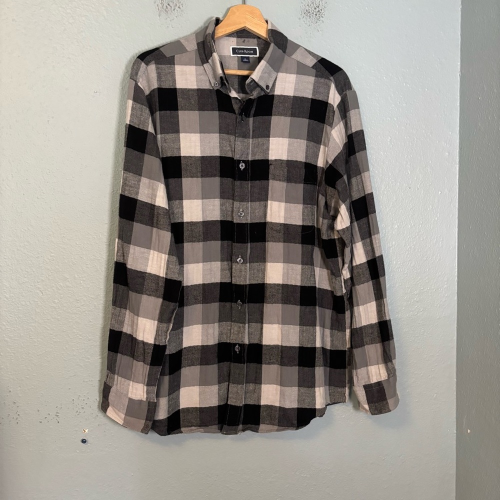 Club Room‎ Men's Black and Gray Plaid Shirt